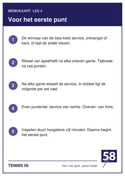Memokaart van les 4