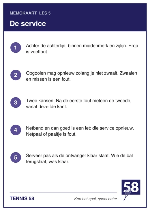 Memokaart van les 5