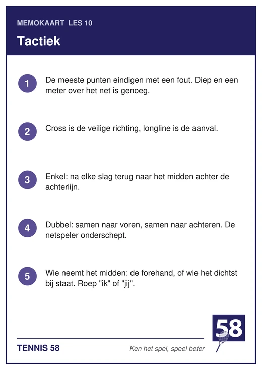 Memokaart van les 10