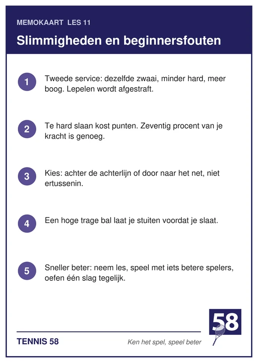 Memokaart van les 11
